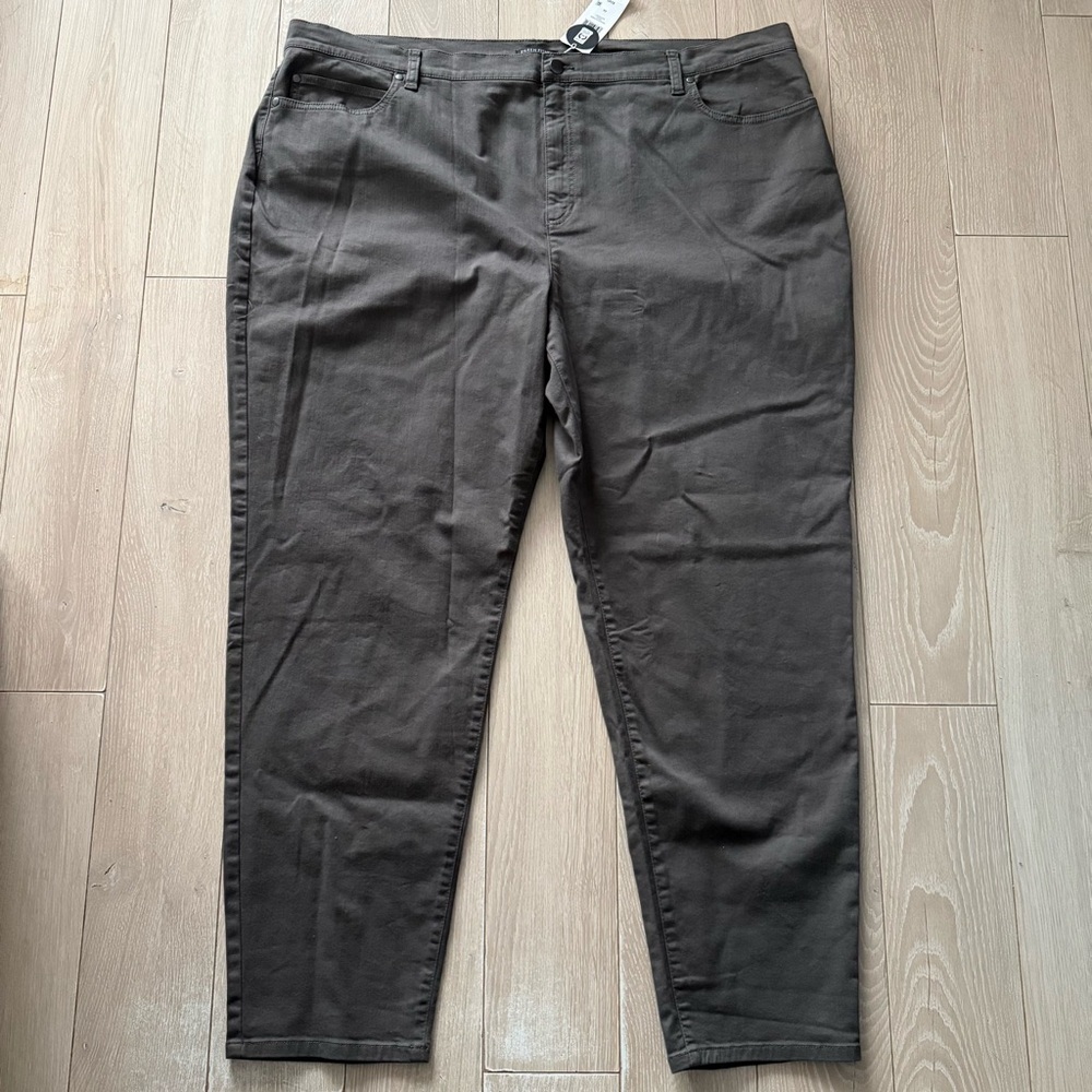 NWT Eileen Fisher Organic Cotton Tapered Pants in Light Gray Brown Size 3X